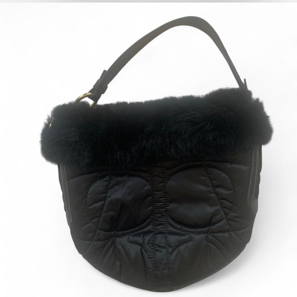 Coach Handbags - Coach Nylon + Fur Hobo Shoulder Bag Y2k